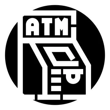 Automated teller machine service icon for banking Stock Illustration