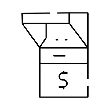 Automated teller machine withdrawing dollar currency icon Stock Illustration