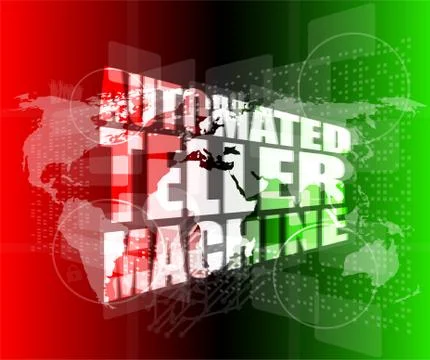 Automated teller machine word on digital touch screen Stock Illustration