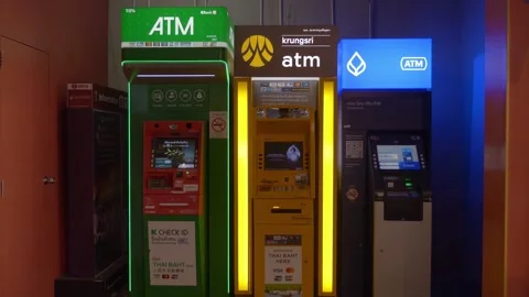 Automated Teller Machines (ATM) Inside A Shopping Mall Stock Footage 339688078