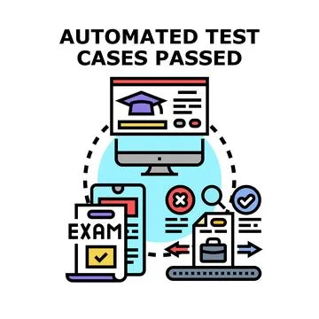 Automated test cases passing digital examination concept Stock Illustration