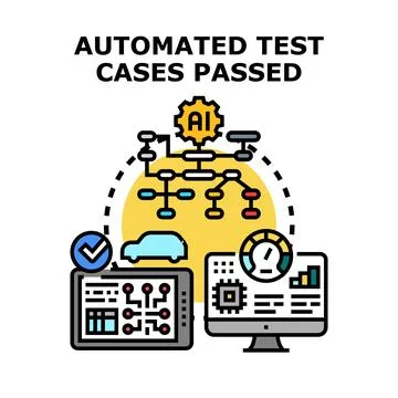 Automated test cases passing successful vehicle diagnostics 库存插图