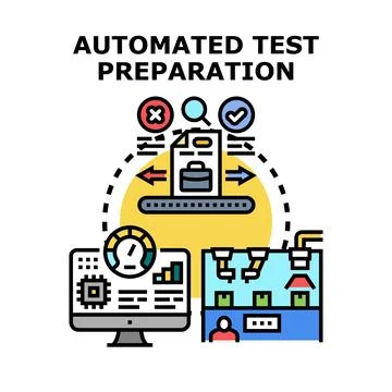 Automated test preparation process for quality checking Stockillustratie