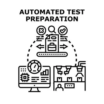 Automated test preparation process for quality checking 库存插图