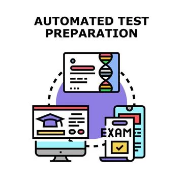 Automated test preparation vector concept illustration Stock Illustration