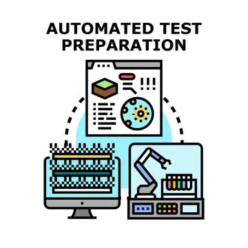 Automated test preparation vector concept illustration 스톡 일러스트