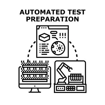 Automated test preparation vector concept illustration Stock-Illustration