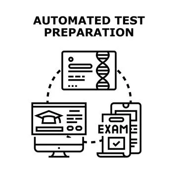 Automated test preparation vector concept illustration 库存插图