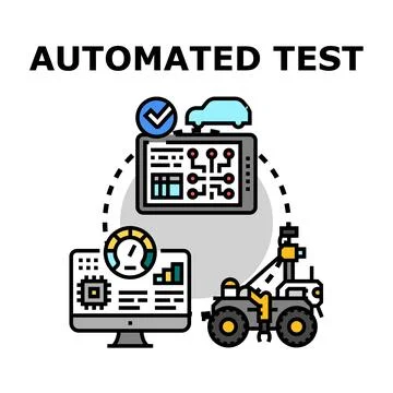 Automated test process evaluating product quality Stock Illustration