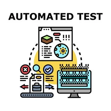 Automated test process exploring business software quality assurance 库存插图