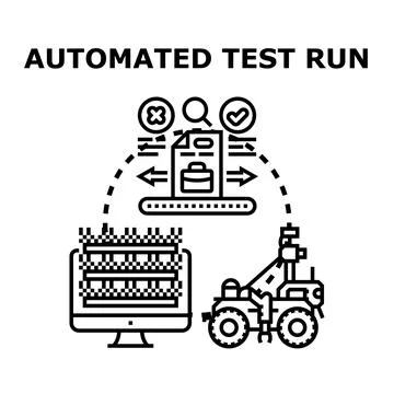 Automated test run detecting bugs with robotic software 库存插图