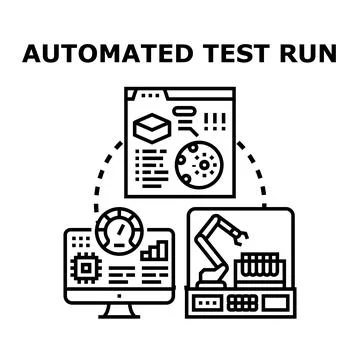 Automated test run workflow process with robotic arm 스톡 일러스트