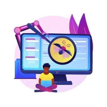 Automated testing abstract concept vector illustration. Illustrazione stock