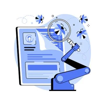 Automated testing abstract concept vector illustration. Illustrazione stock