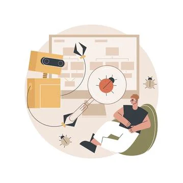 Automated testing abstract concept vector illustration. Illustrazione stock