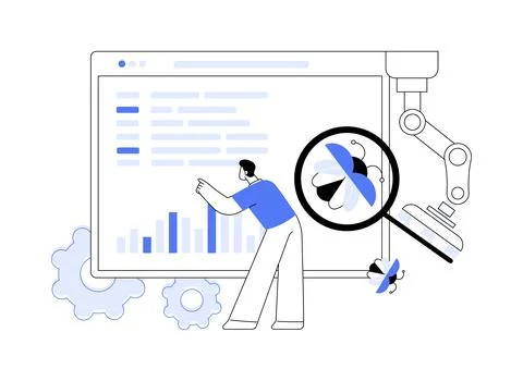 Automated testing abstract concept vector illustration. Stock Illustration