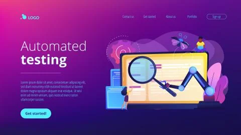 Automated testing concept landing page. 스톡 일러스트