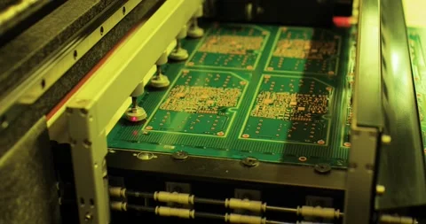 Automated testing of electronic boards on special equipment. Stock Footage 200927645