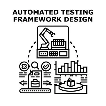 Automated testing framework design conceptualizing development processes Stock Illustration
