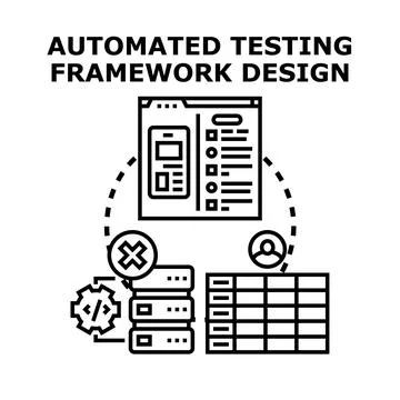 Automated testing framework design system for software development Illustrazione stock