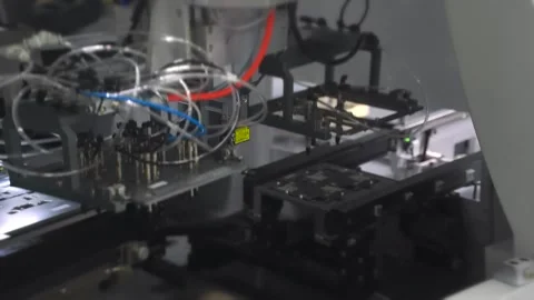 Automated testing machine with circuit boards Video stock 347981411