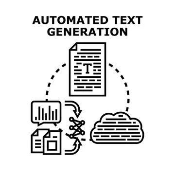 Automated text generating system developing content Stock Illustration