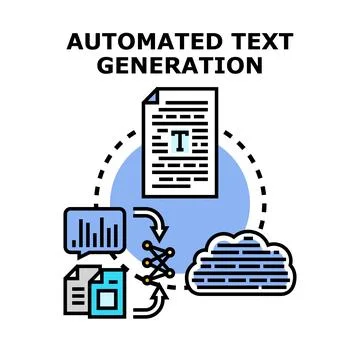 Automated text generating system developing content Stock Illustration