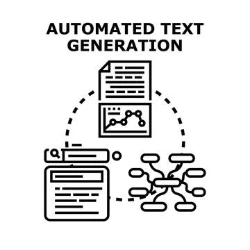 Automated text generation process with artificial intelligence concept Stock Illustration