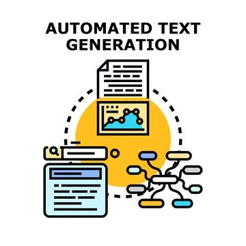 Automated text generation process with artificial intelligence concept Stock Illustration
