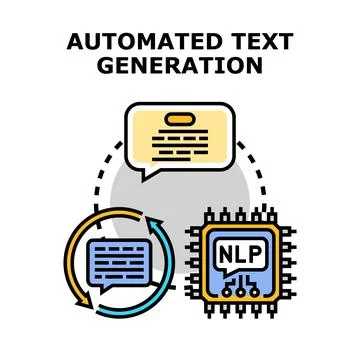 Automated text generation process using artificial intelligence concepts Stock Illustration