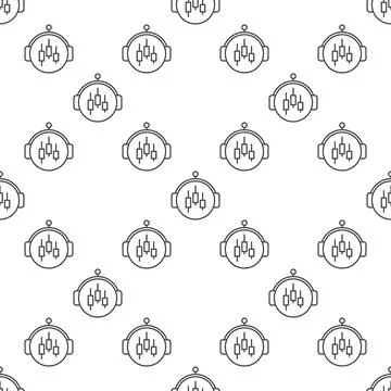 Automated Trading Bot vector round seamless pattern in thin line style Illustrazione stock