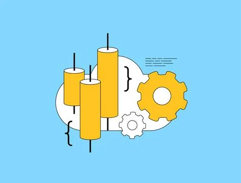 Automated trading bots use crypto signals and candlestick strategies for options Stock Illustration