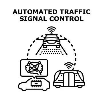 Automated traffic signal control developing intelligent transportation Stockillustratie