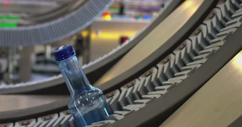 Automated Transparent Bottle Processing Line Stock Footage 329181852