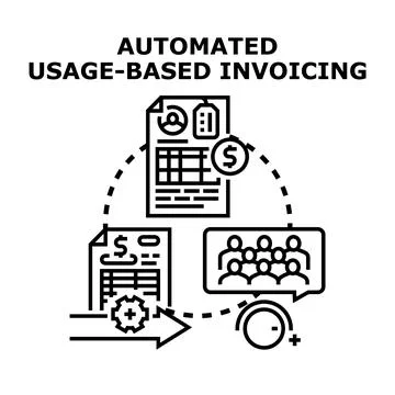 Automated usage based invoicing illustrating subscription plan concept Stock Illustration