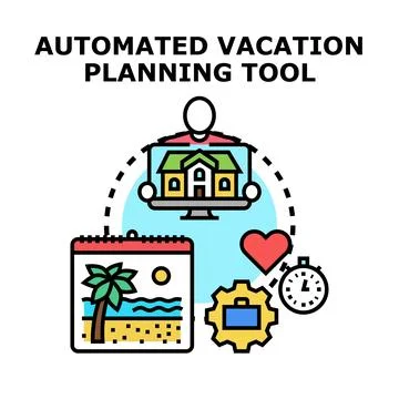 Automated vacation planning tool creating travel itinerary Illustration