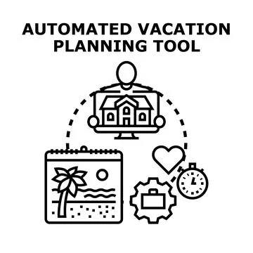 Automated vacation planning tool creating travel itinerary Ilustração Stock