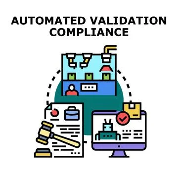 Automated validation compliance system verifying legal regulations イラスト素材