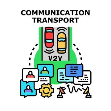 Automated vehicle network communicating data exchange concept Stock Illustration