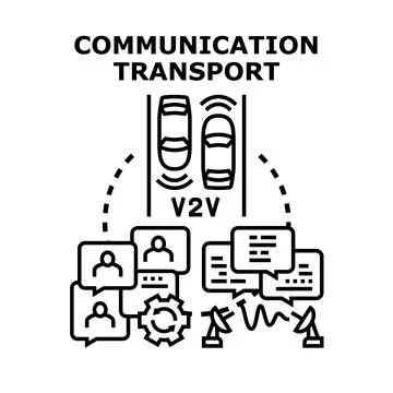 Automated vehicle network communicating data exchange concept Stock Illustration