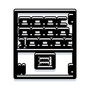 Automated vending machine offering snacks and drinks Stock Illustration