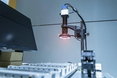 Automated vision sensor camera system in intellegence factory Stock Photos