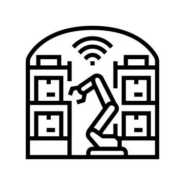 Automated warehouse autonomous delivery line icon vector illustration イラスト素材