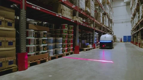 Automated Warehouse cleaner Stock Footage 327376017