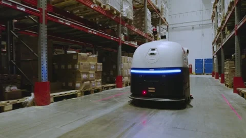 Automated Warehouse cleaner Stock Footage 327376043