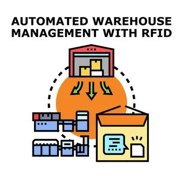 Automated warehouse management system using rfid technology Stock Illustration