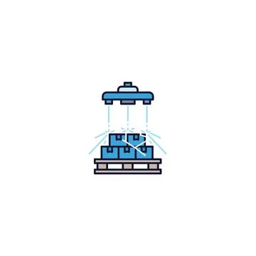 Automated warehouse scanning and sanitizing pallet system illustration Stock Illustration