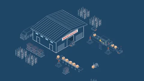 Automated Warehouse System with AGV and AMR Robots Stock Footage 331544129