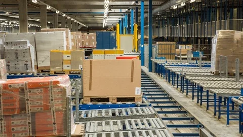 Automated Warehouse Traffic / Logistics / Time Lapse 4k Видео 89749390