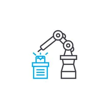 Automated welding linear icon concept. Automated welding line vector sign Stock Illustration